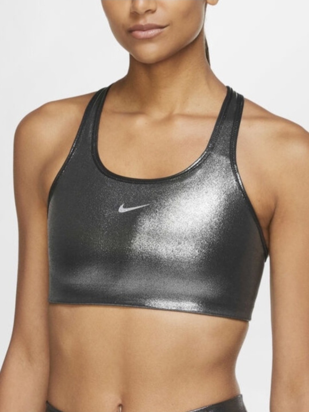 Nike Women's Shimmer Charcoal Racerback Sports Bra